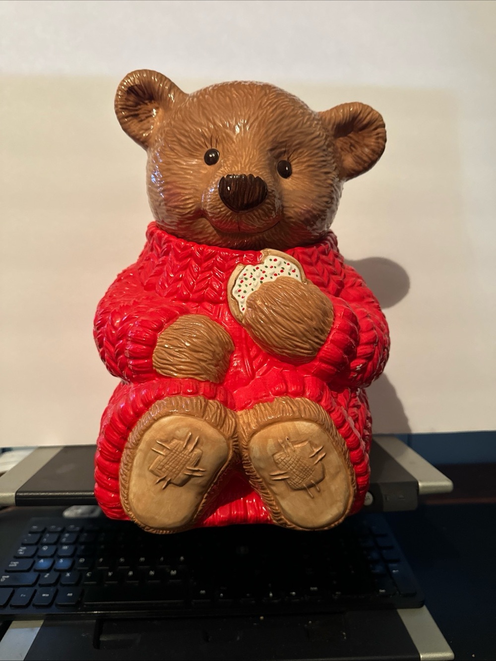 Hallmark Brown Bear Figurine in Red Sweater Decorative Accent